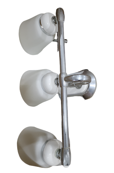 Chrome Triple Light Wall Fixture – Frosted Glass Shades