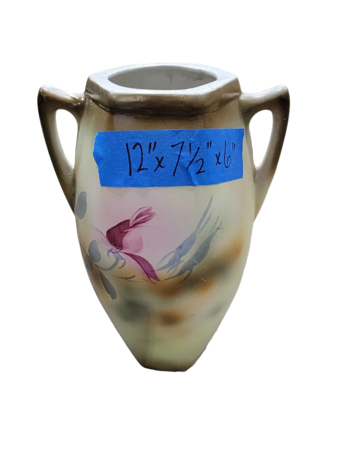Hand-Painted Double-Handled Porcelain Vase
