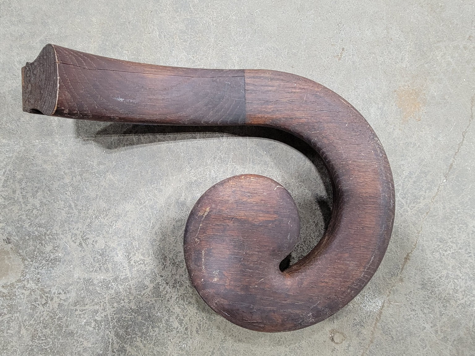 Antique Oak Staircase Volute (Handrail End Scroll)