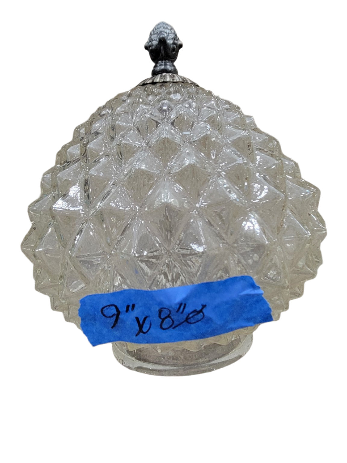 Vintage Diamond-Patterned Glass Light Globe with Finial