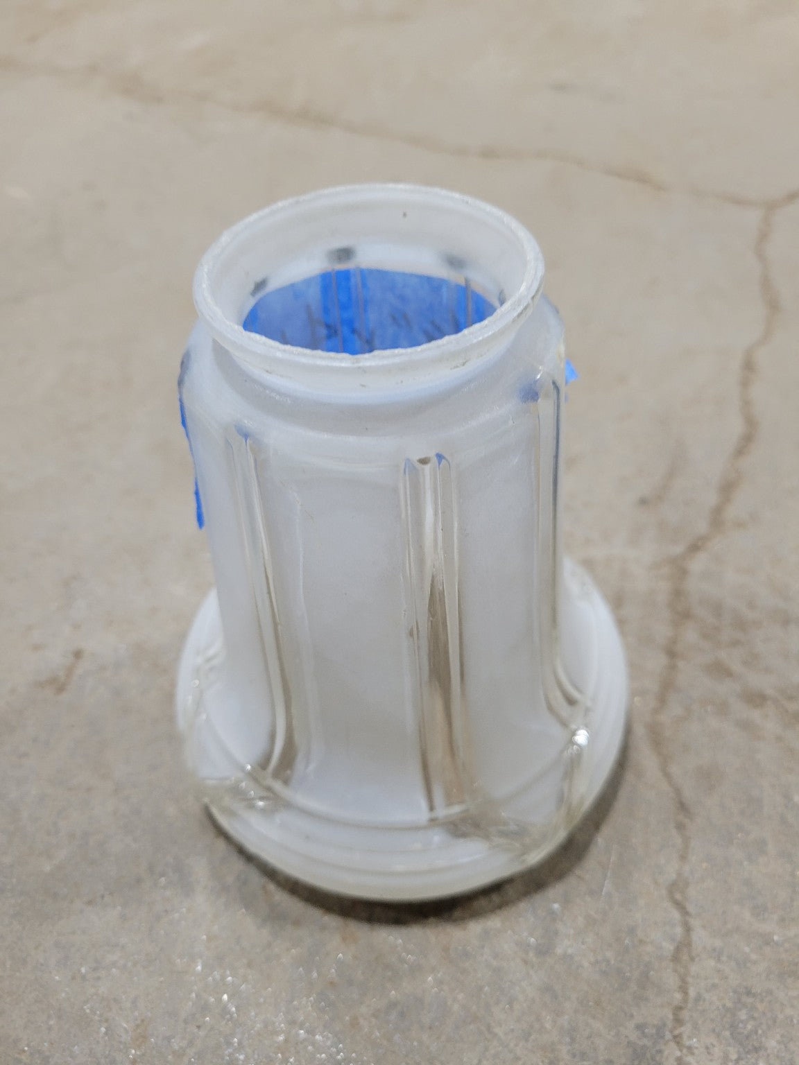 Vintage Frosted Milk Glass Lamp Shade with Clear Ribbing