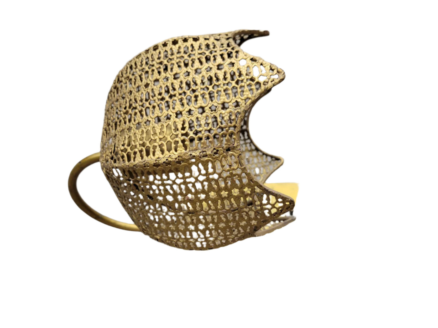 Mid-Century Brass Wall Sconce with Perforated Shade – Sculptural Design