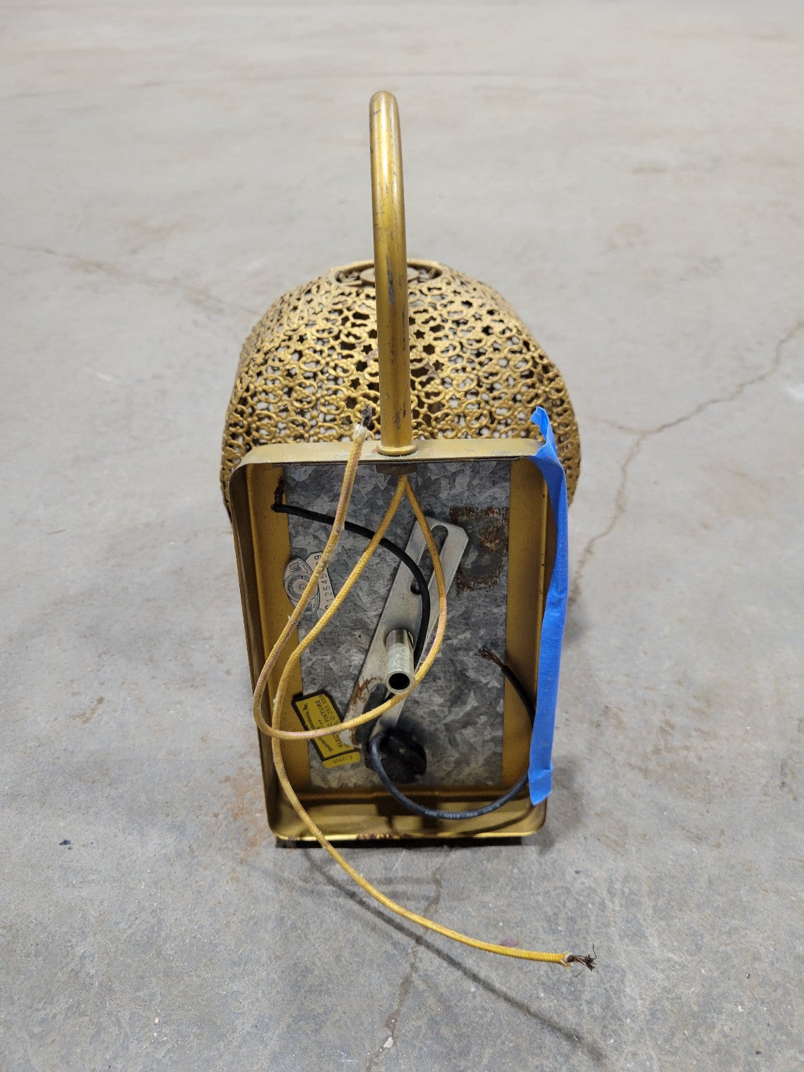 Mid-Century Brass Wall Sconce with Perforated Shade – Sculptural Design