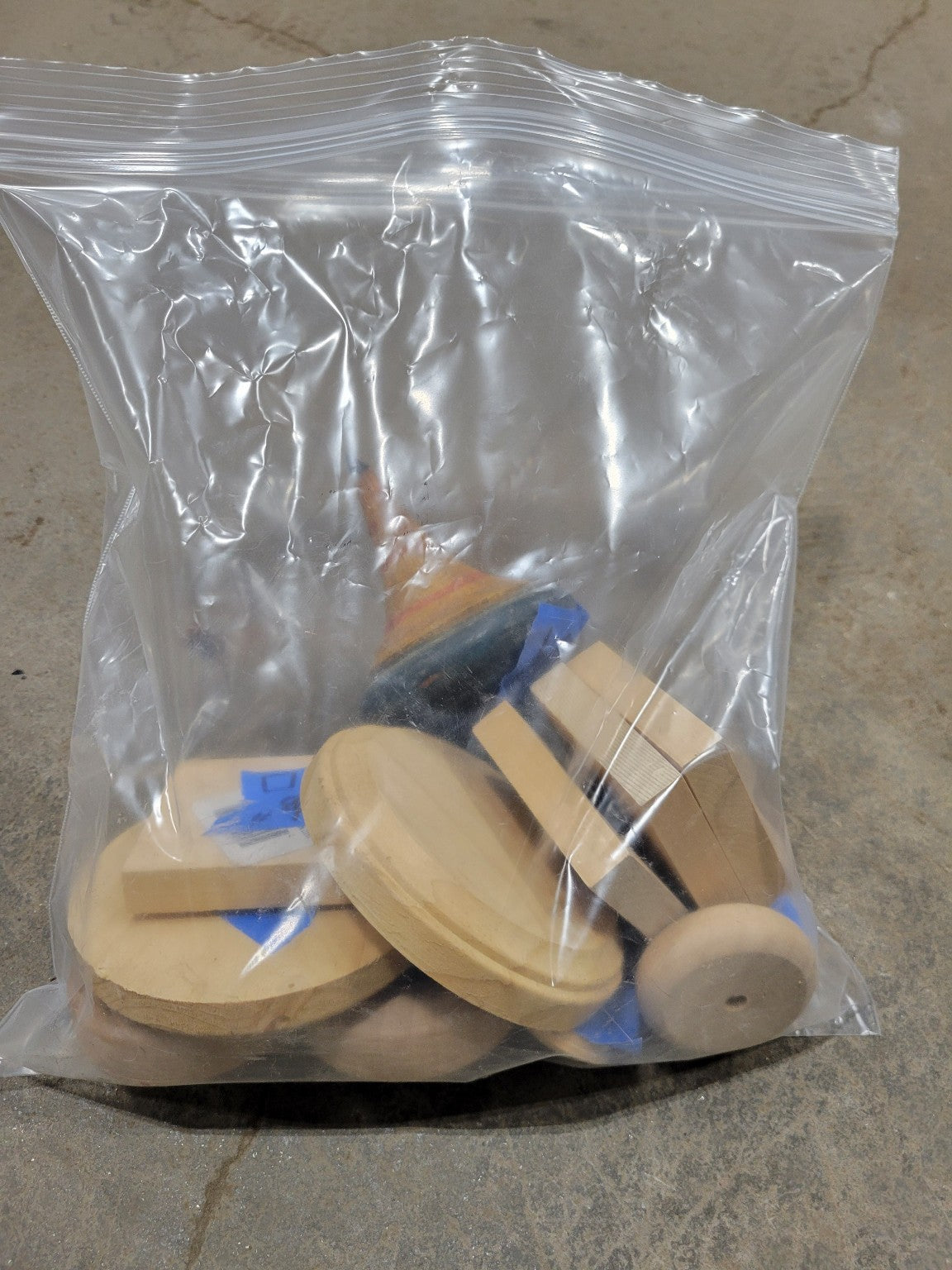 Vintage Wooden Toy Parts with Top Spinner