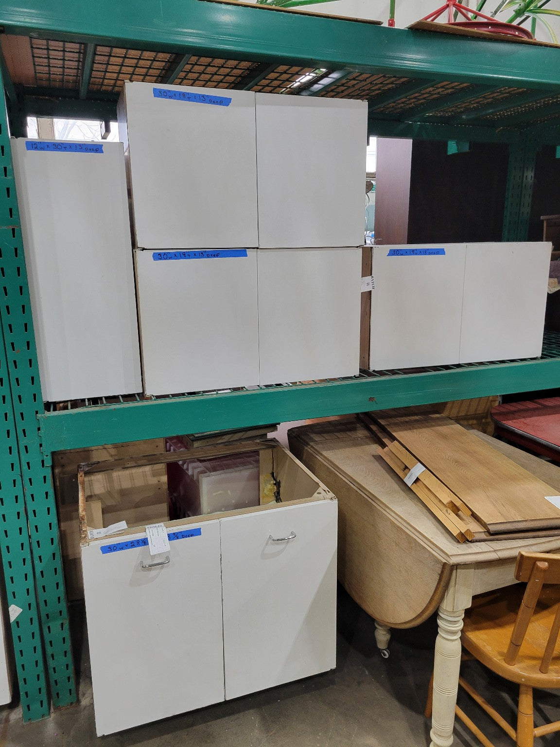 Reclaimed Kitchen Cabinet Set with Metal Shelving – 9 Units