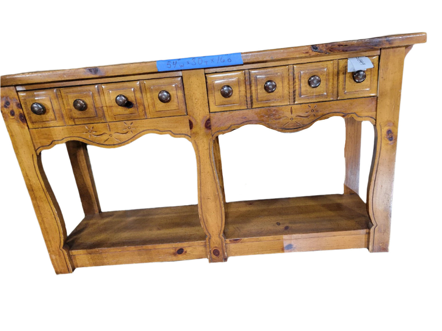 Rustic Wooden Vanity Base with Carved Detail