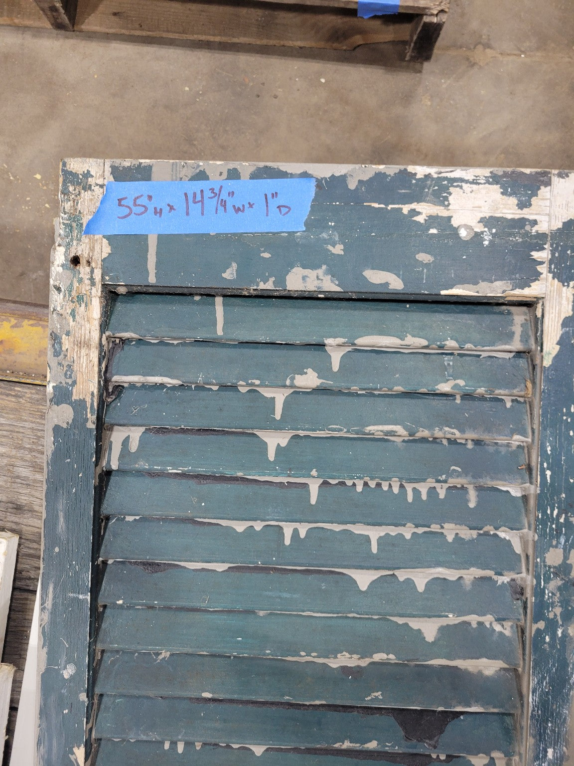 Distressed Teal Painted Wood Louvered Shutter – Salvaged