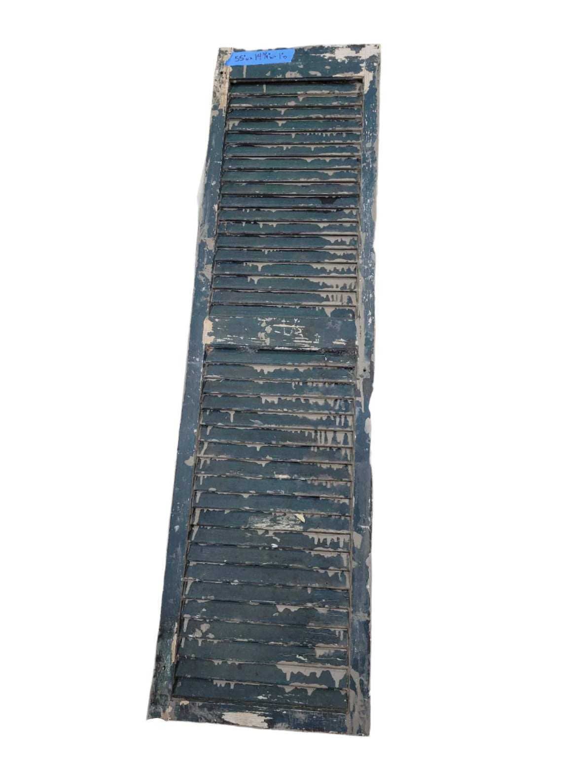 Distressed Teal Painted Wood Louvered Shutter – Salvaged