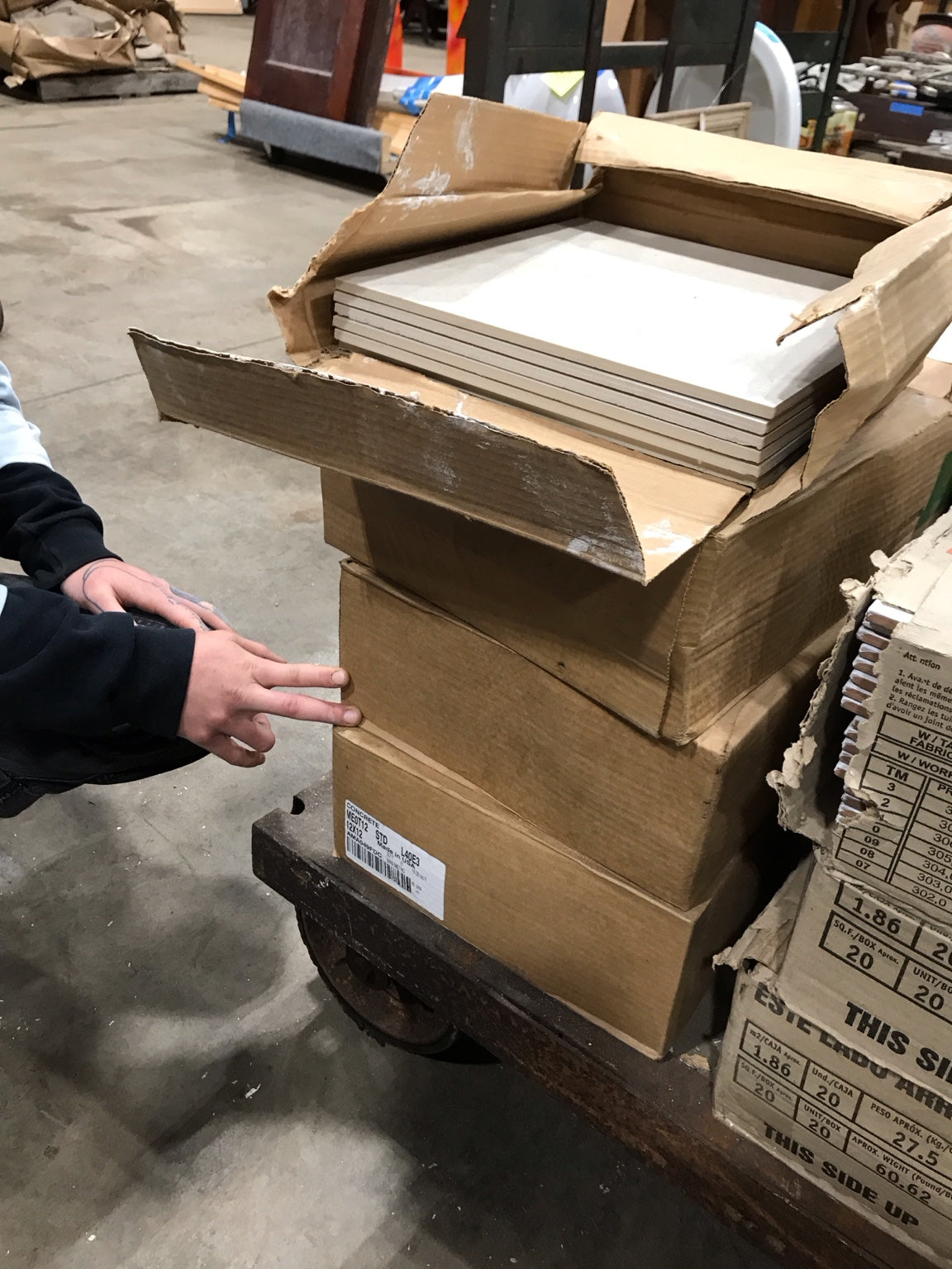 Concrete Gray Ceramic Tile – 12" x 12" (3 Full Boxes + 1 Partial Box available)