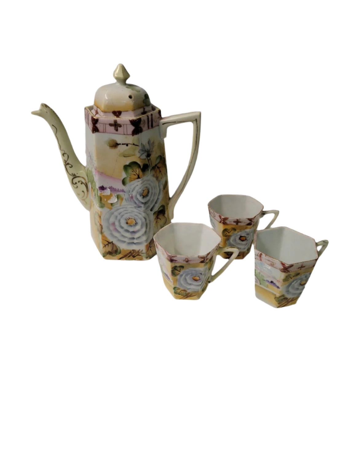 Japanese Porcelain Tea Set – Teapot & 3 Cups (Sold as Set)