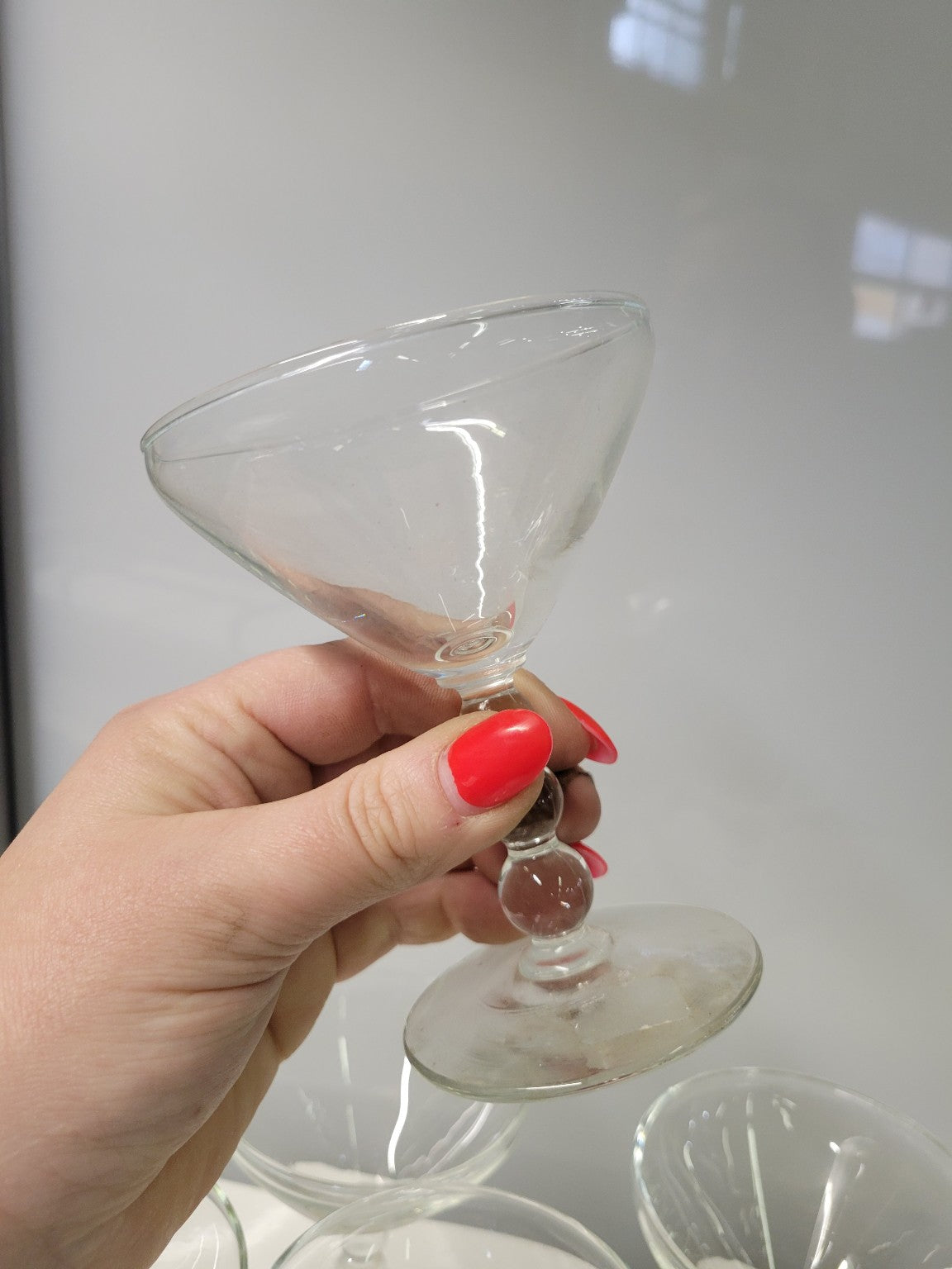 Set of 7 Vintage Coupe Glasses with Stacked Ball Stem (Sold as Set)