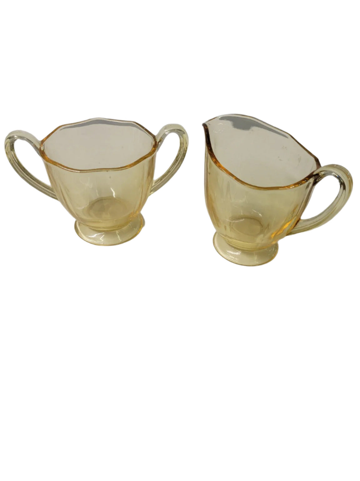 Amber Depression Glass Creamer & Sugar Set (Sold as Set)