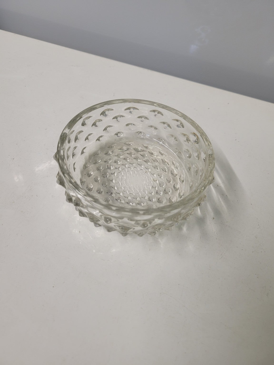 Clear Pressed Glass Hobnail Bowl