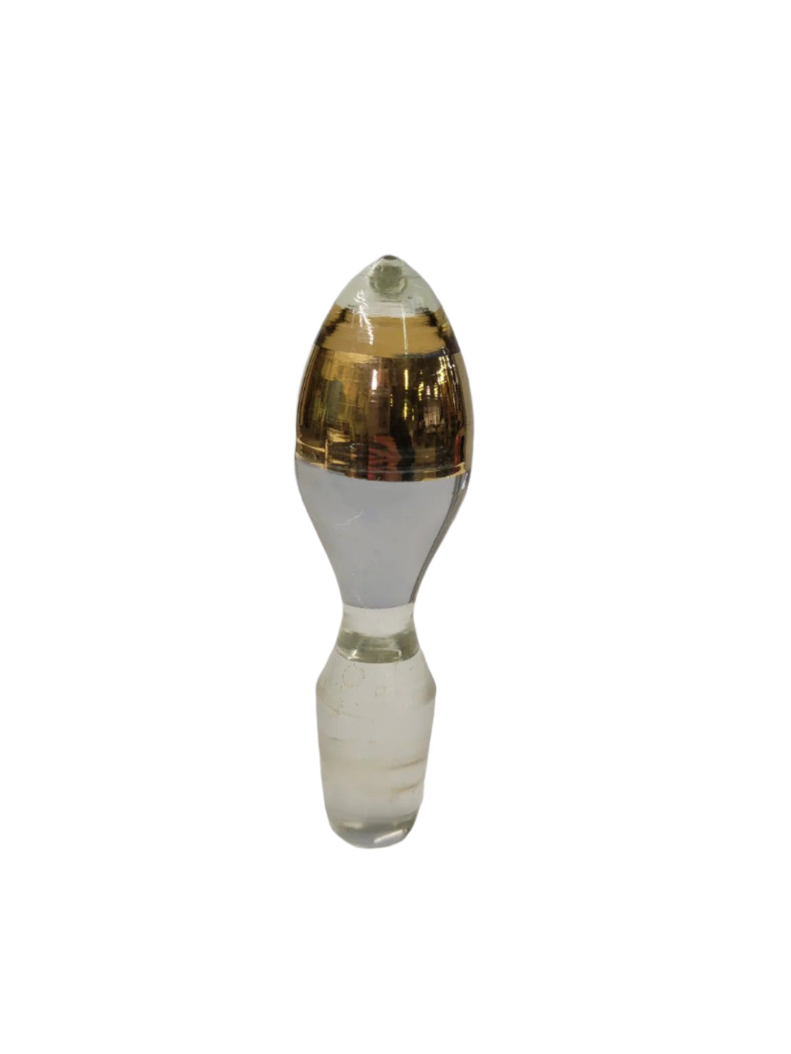 Mid-Century Handblown Glass Stopper with Amber Accent