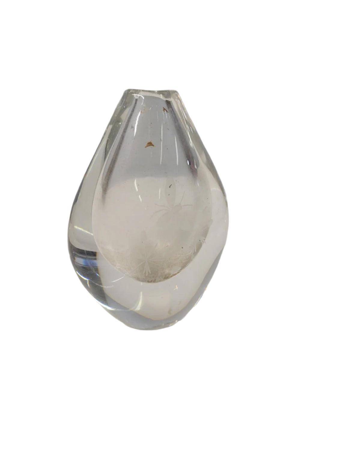 Etched Teardrop Clear Glass Vase
