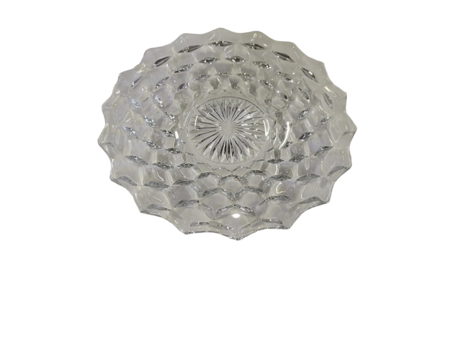 Pressed Glass Serving Plate – Honeycomb Pattern, 9" W
