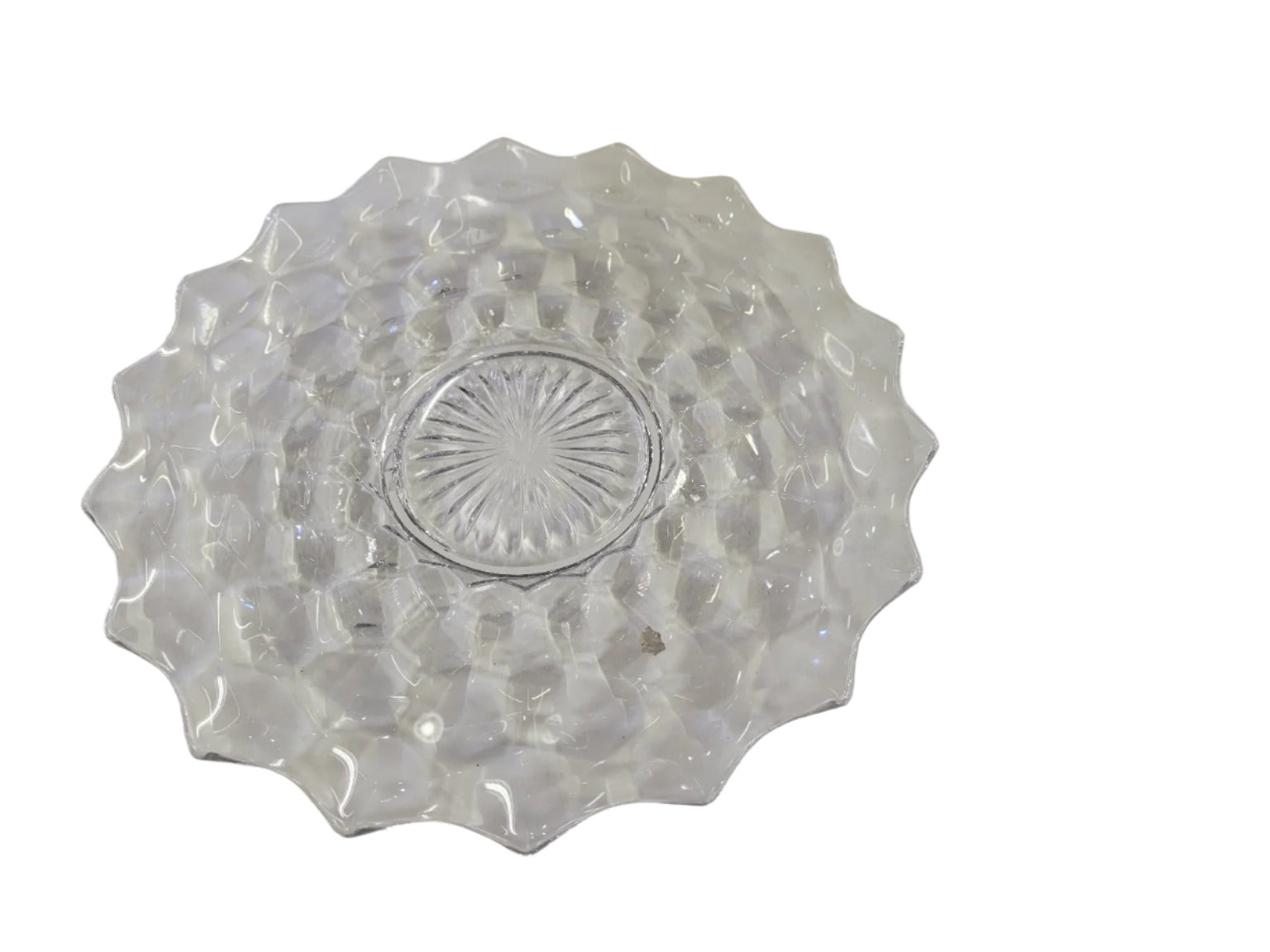 Pressed Glass Serving Platter – Honeycomb & Starburst, 10½" W