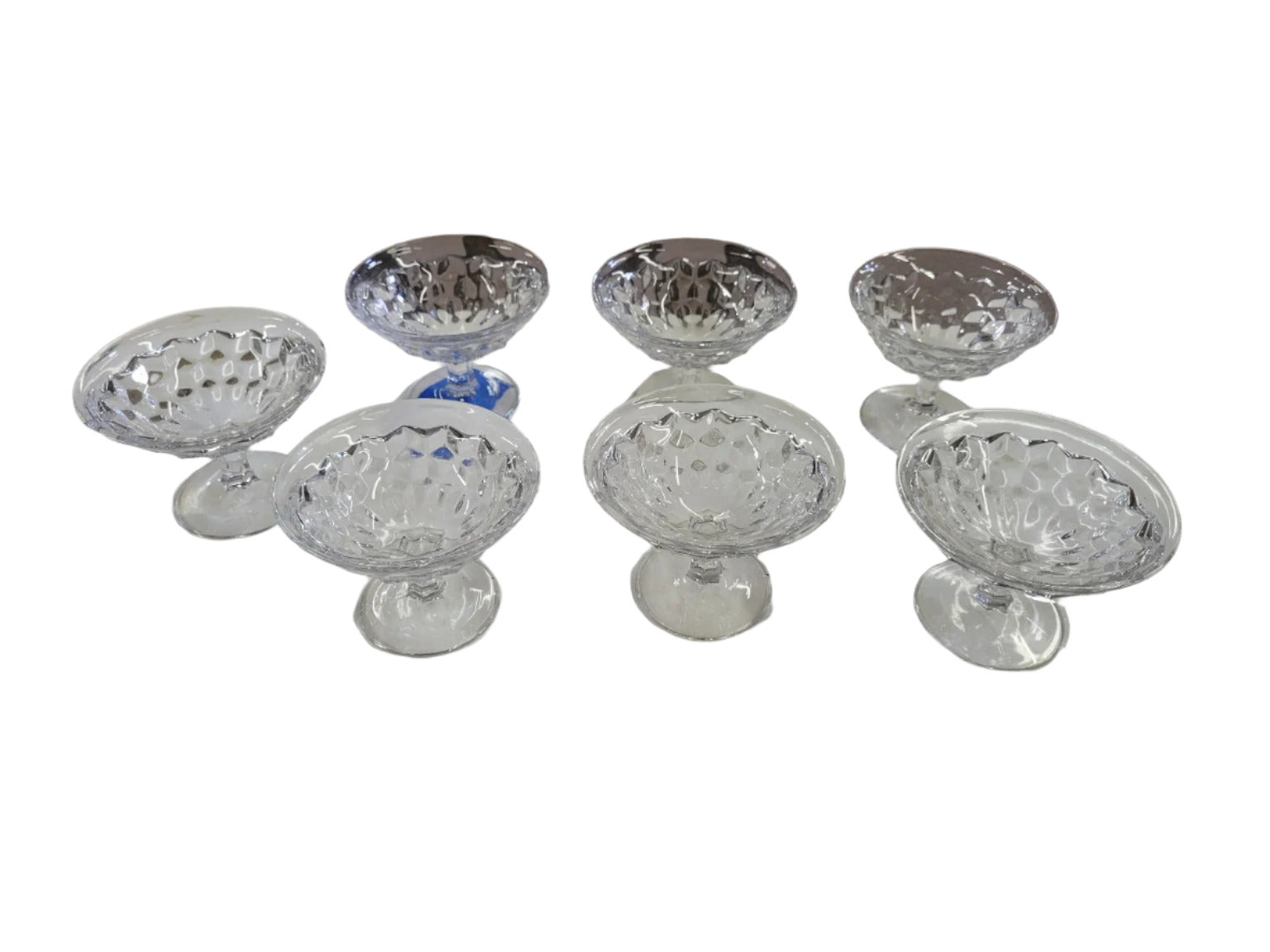 Pressed Glass Sherbet or Dessert Coupes – Set of 7