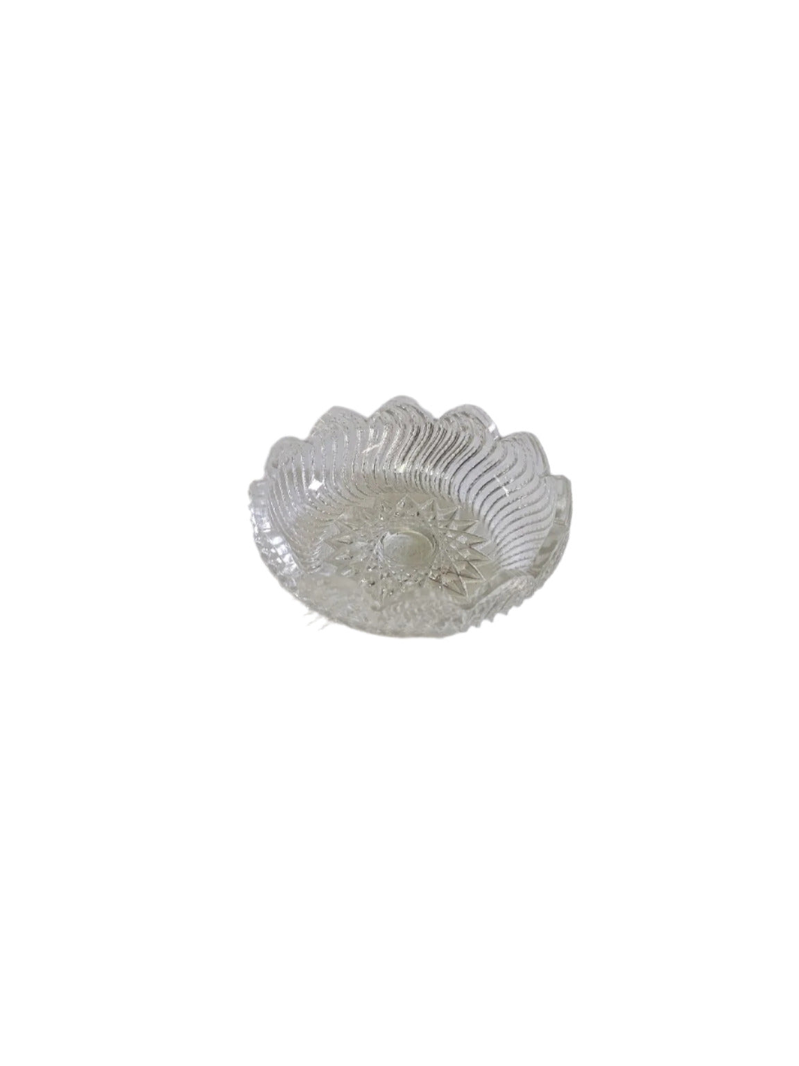 Pressed Glass Trinket or Salt Dish – 3" W (Swirled Edge)