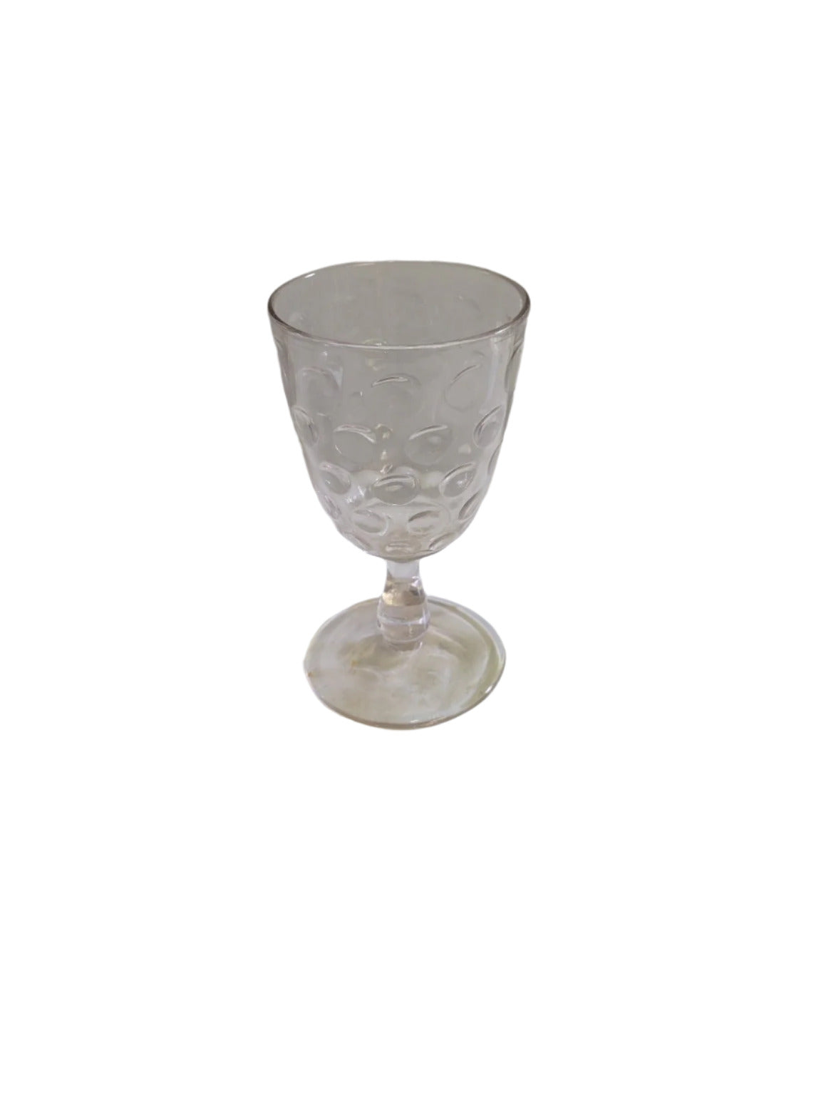 Pressed Glass Goblet – Thumbprint Pattern, 6" H x 3" W