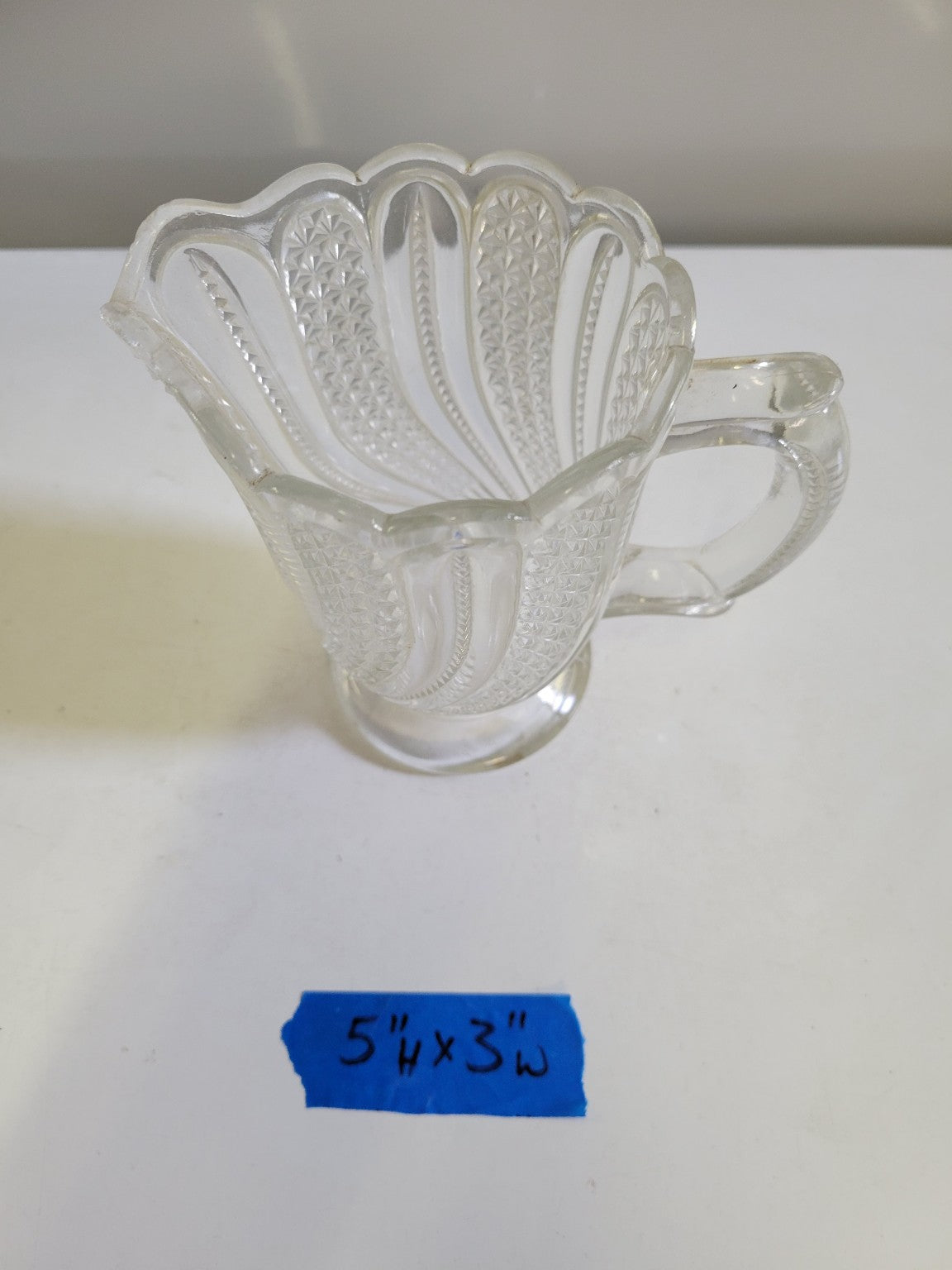 Pressed Glass Pedestal Creamer – 5" H x 3" W