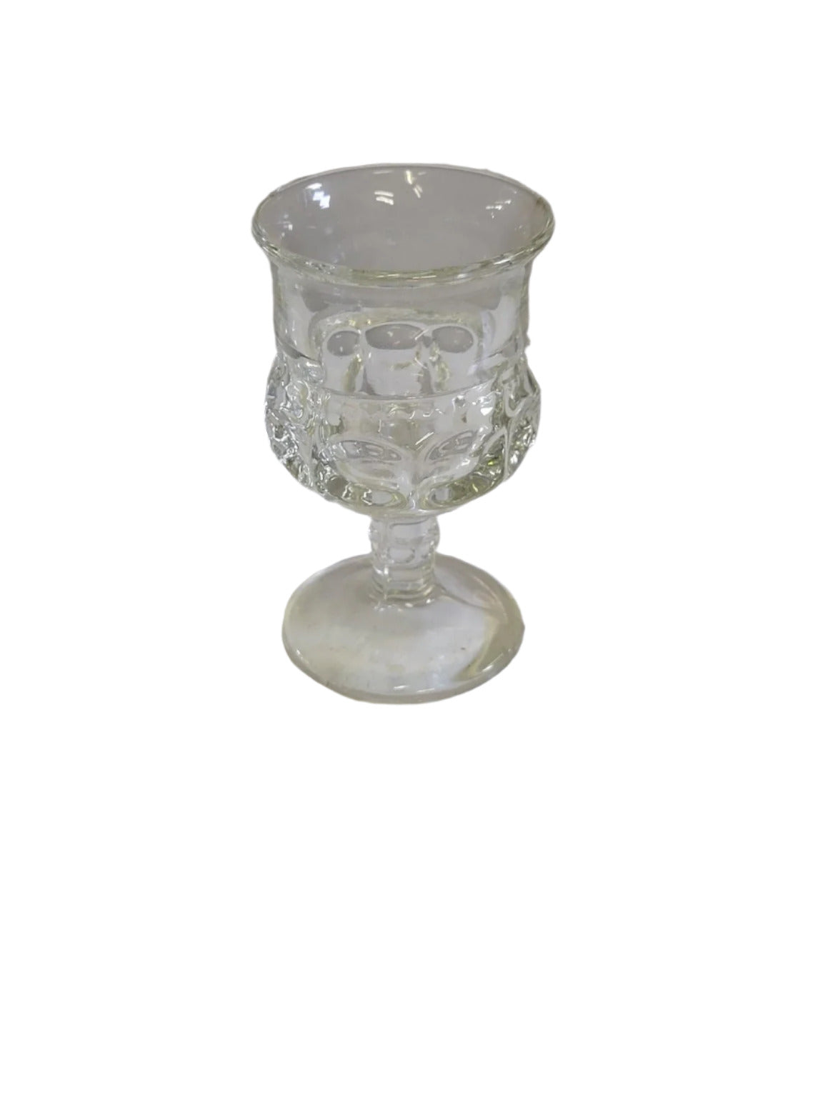 Vintage Pressed Glass Cordial Goblet – Clear Thumbprint Pattern