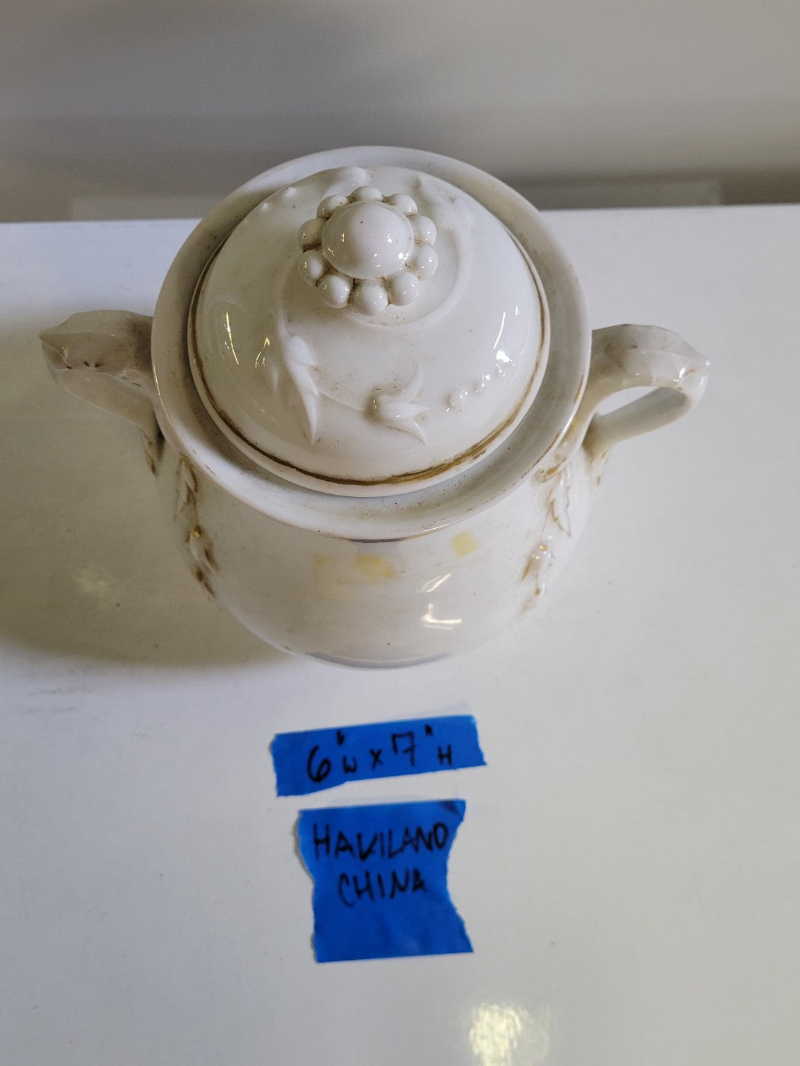 Antique Haviland China Sugar Bowl with Lid – Gold Trimmed Porcelain