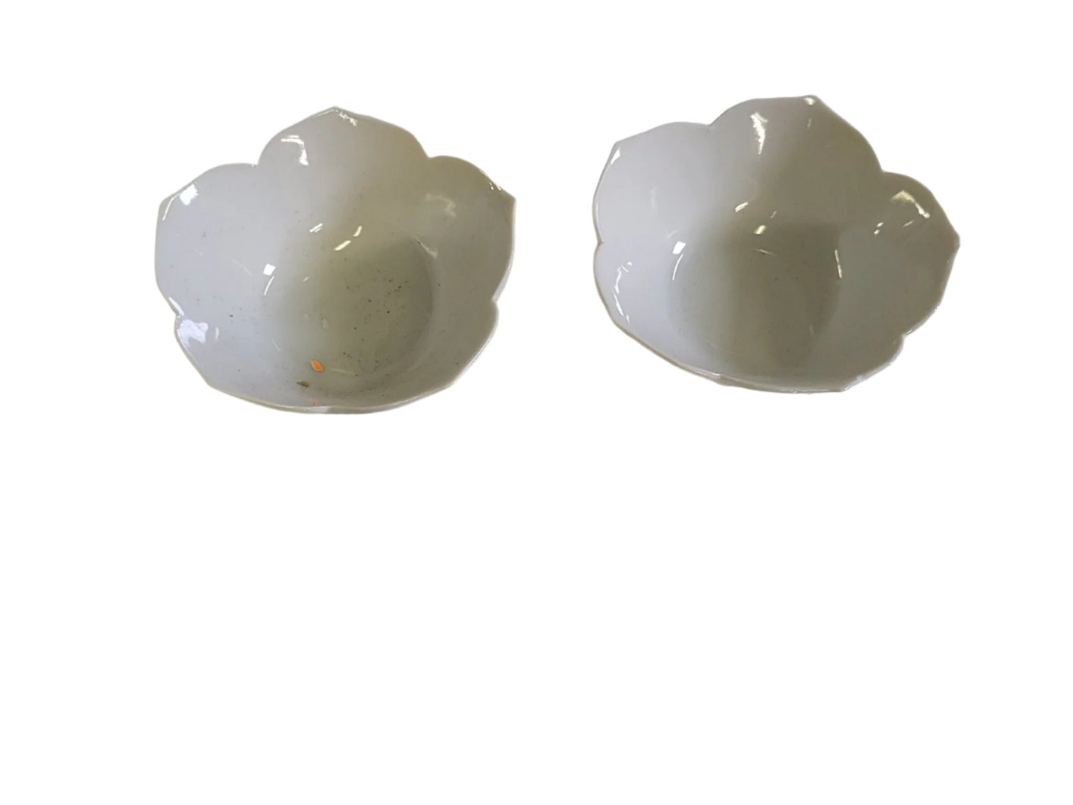 Set of 2 White Petal-Edged Porcelain Bowls