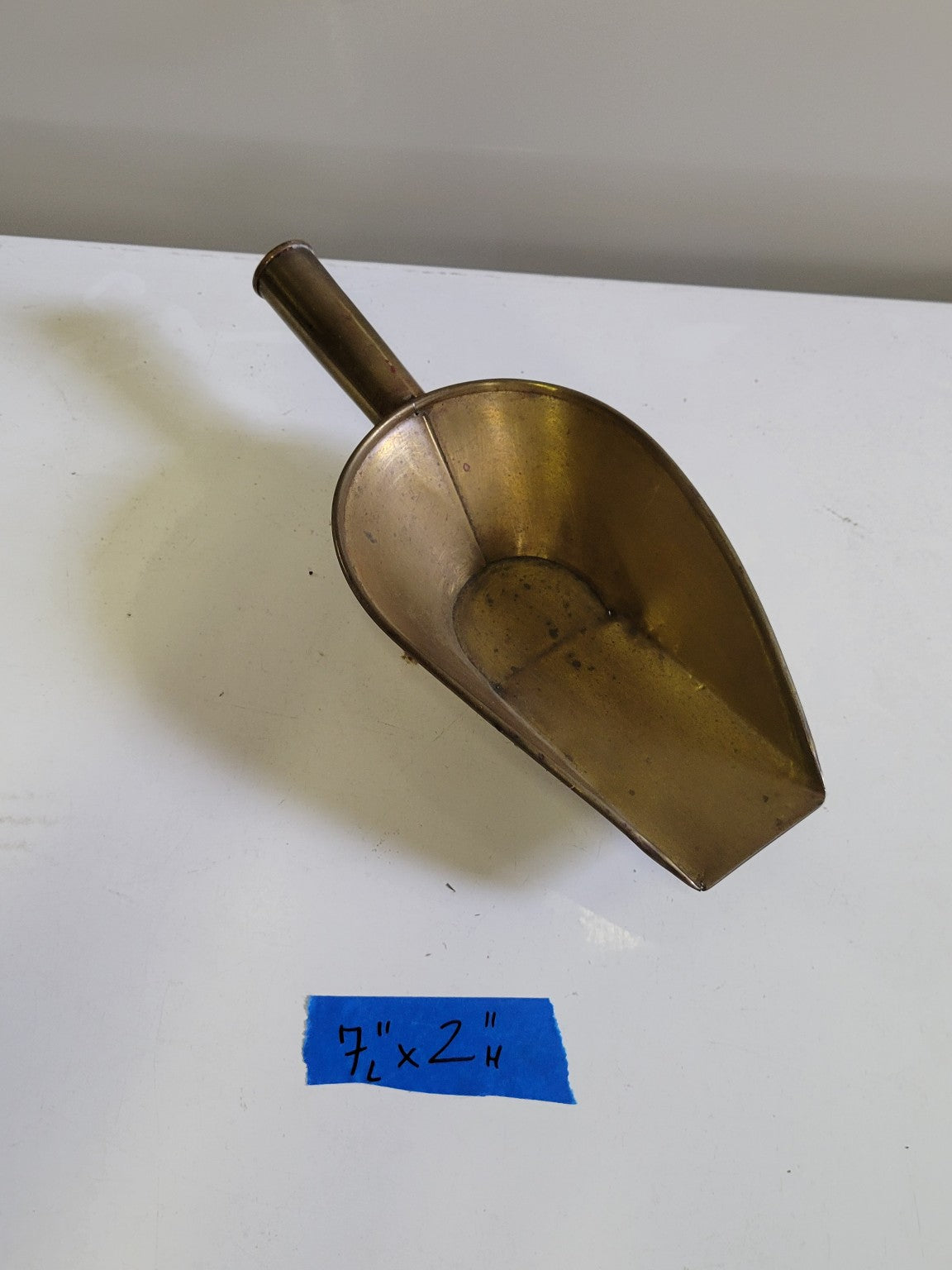 Antique Solid Brass Grain Scoop – 7"