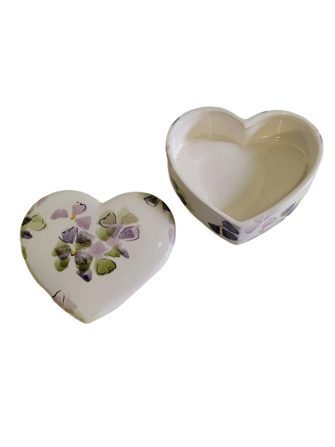 Hand-Painted Floral Heart Trinket Box