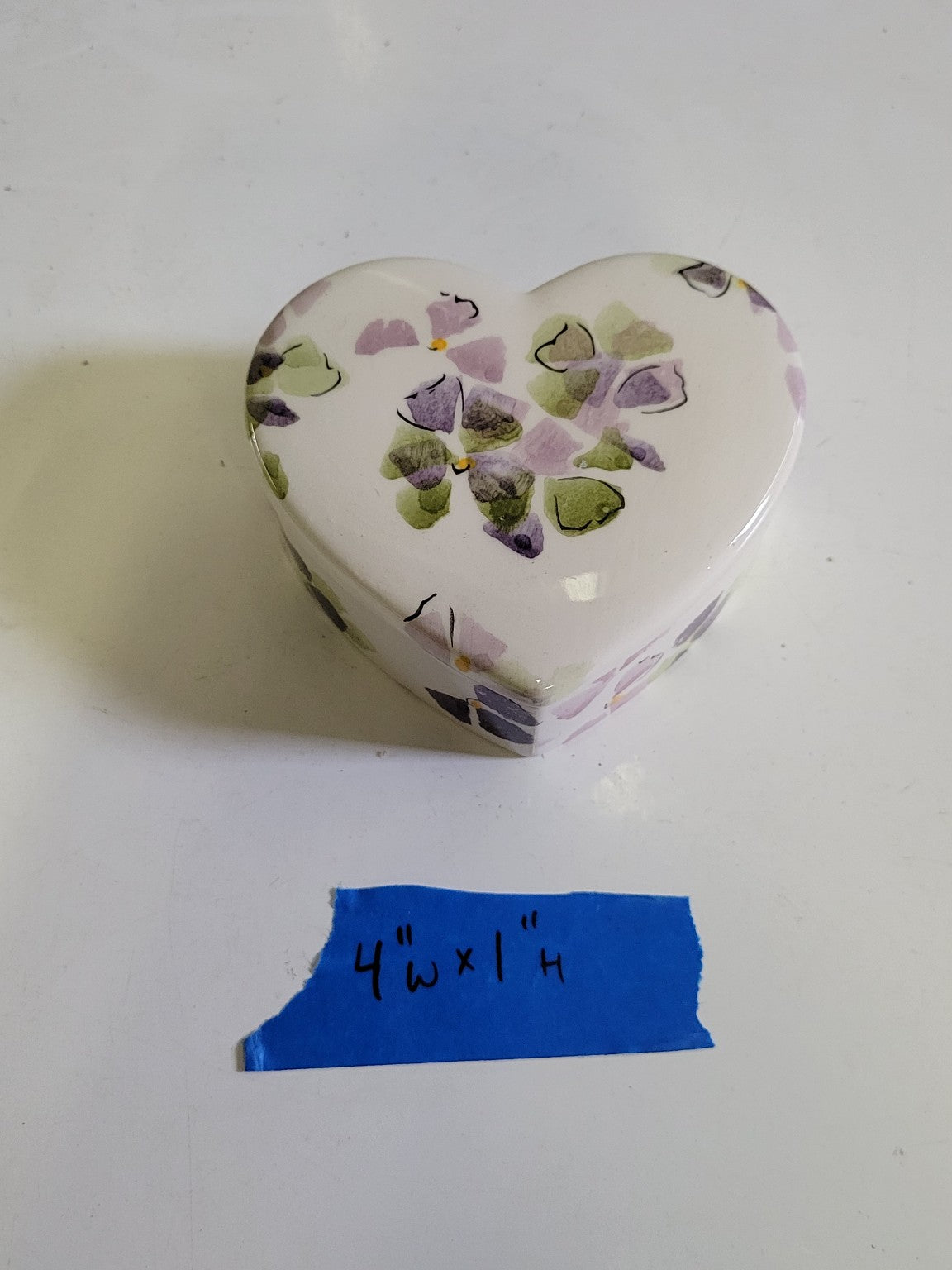 Hand-Painted Floral Heart Trinket Box