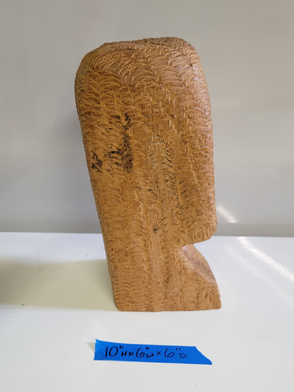Hand-Carved Wooden Bust by Arnold Fletcher – Folk Art Head Sculpture