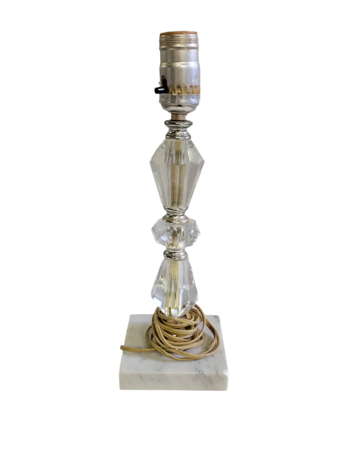 Vintage Faceted Crystal and Marble Table Lamp