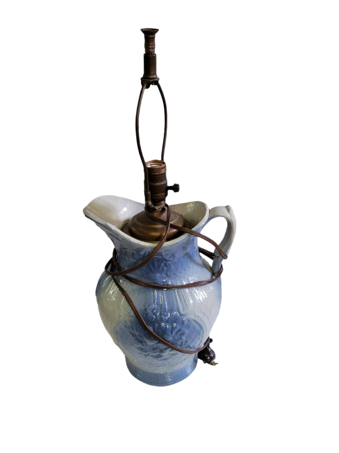 Antique Blue & White Stoneware Jug Table Lamp