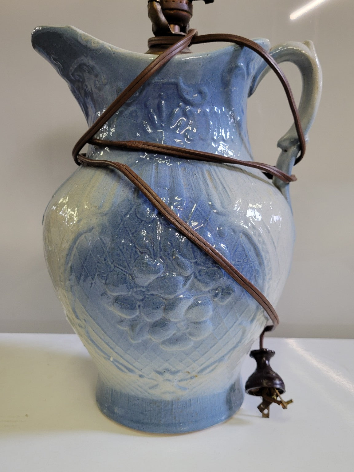Antique Blue & White Stoneware Jug Table Lamp