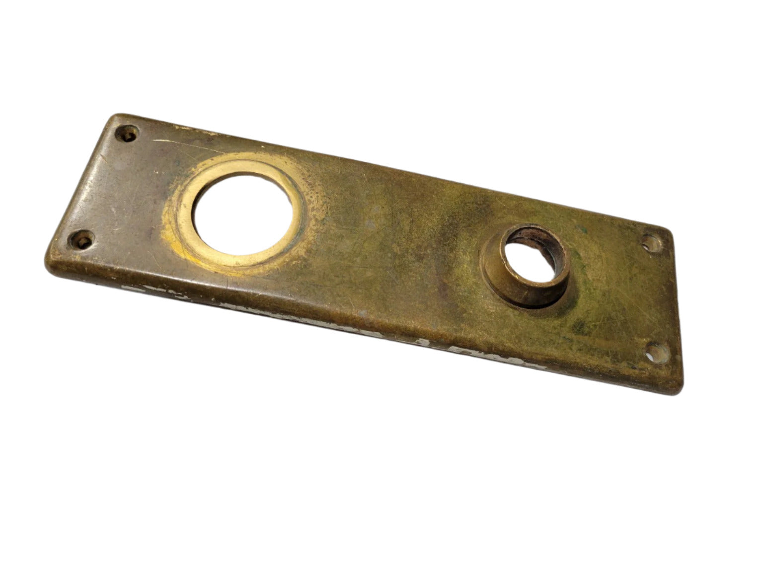 Vintage Solid Brass Door Plate with Bore
