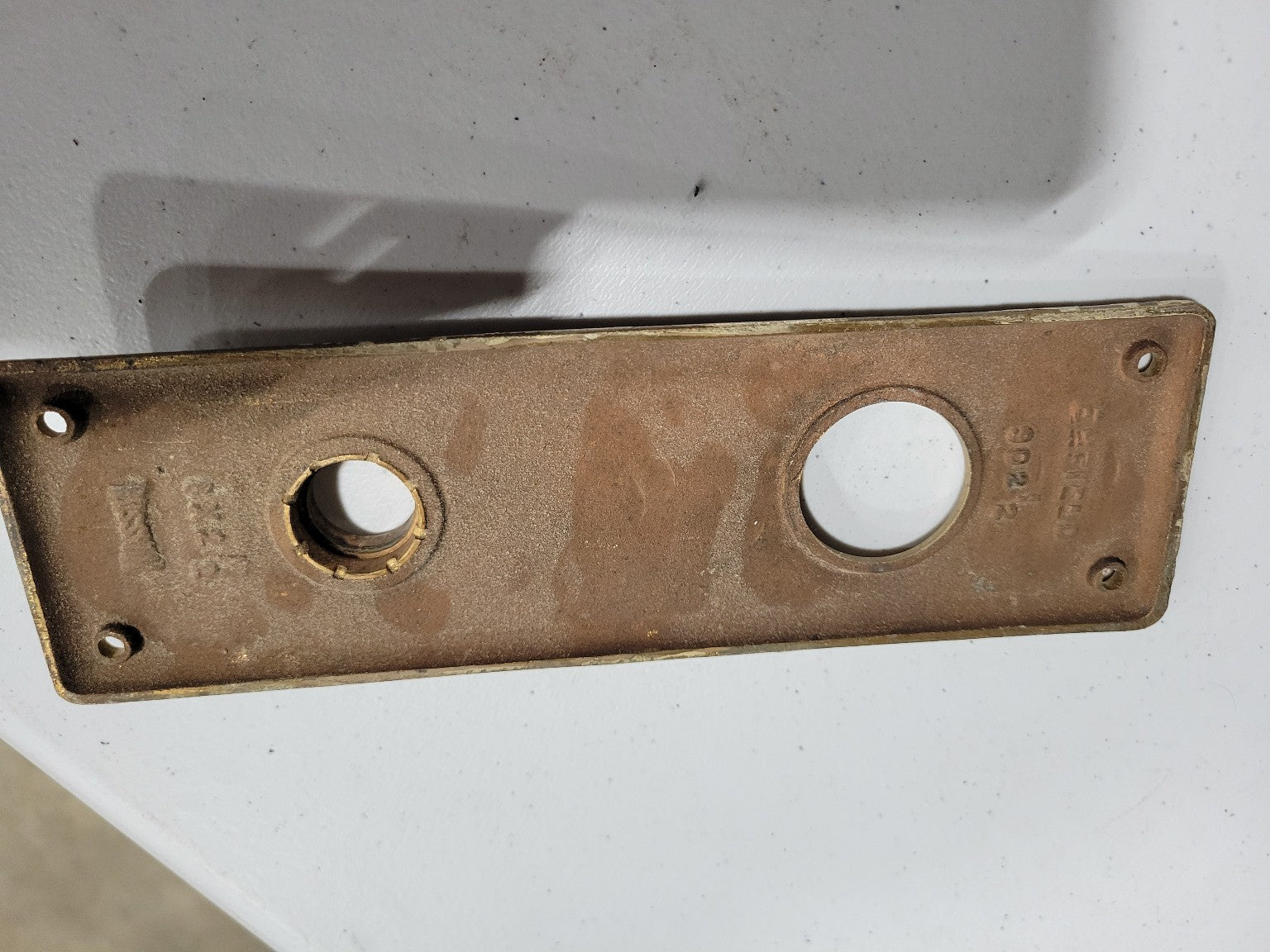 Vintage Solid Brass Door Plate with Bore