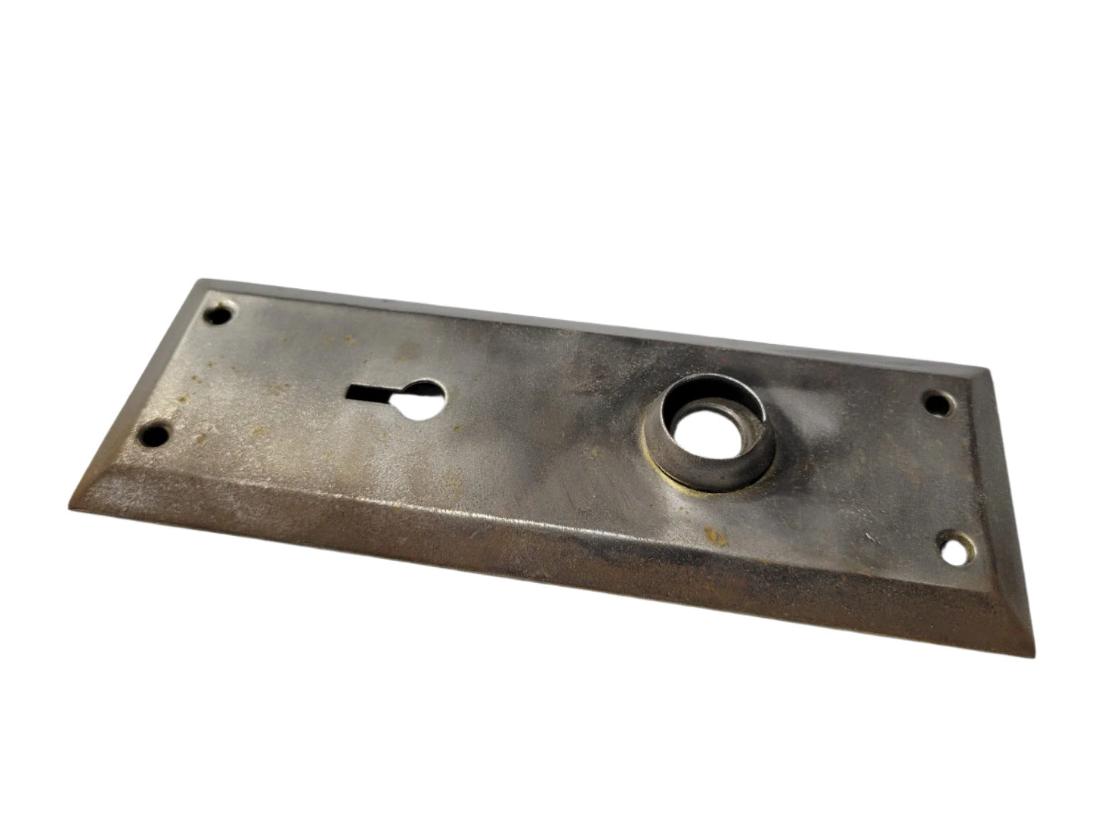 Beveled Brass Door Plate with Keyhole