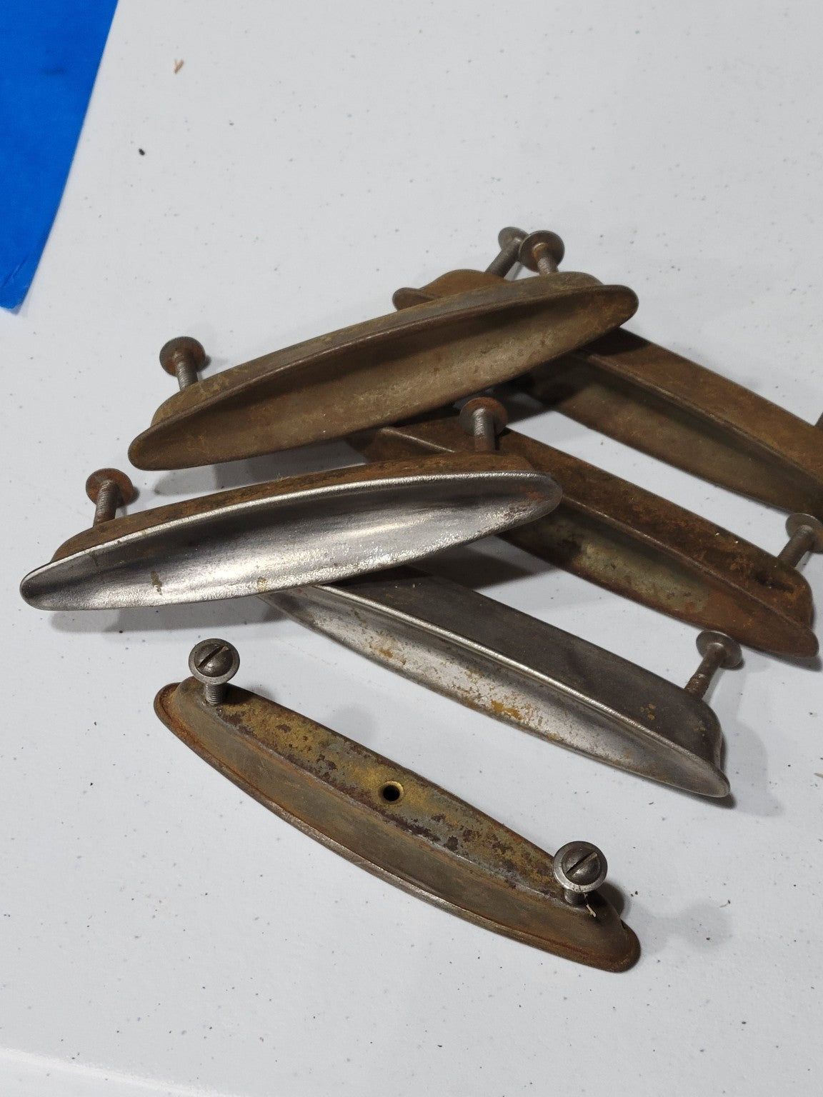 Set of 6 Mid-Century Modern Chrome Drawer Pulls – Streamlined Ellipse