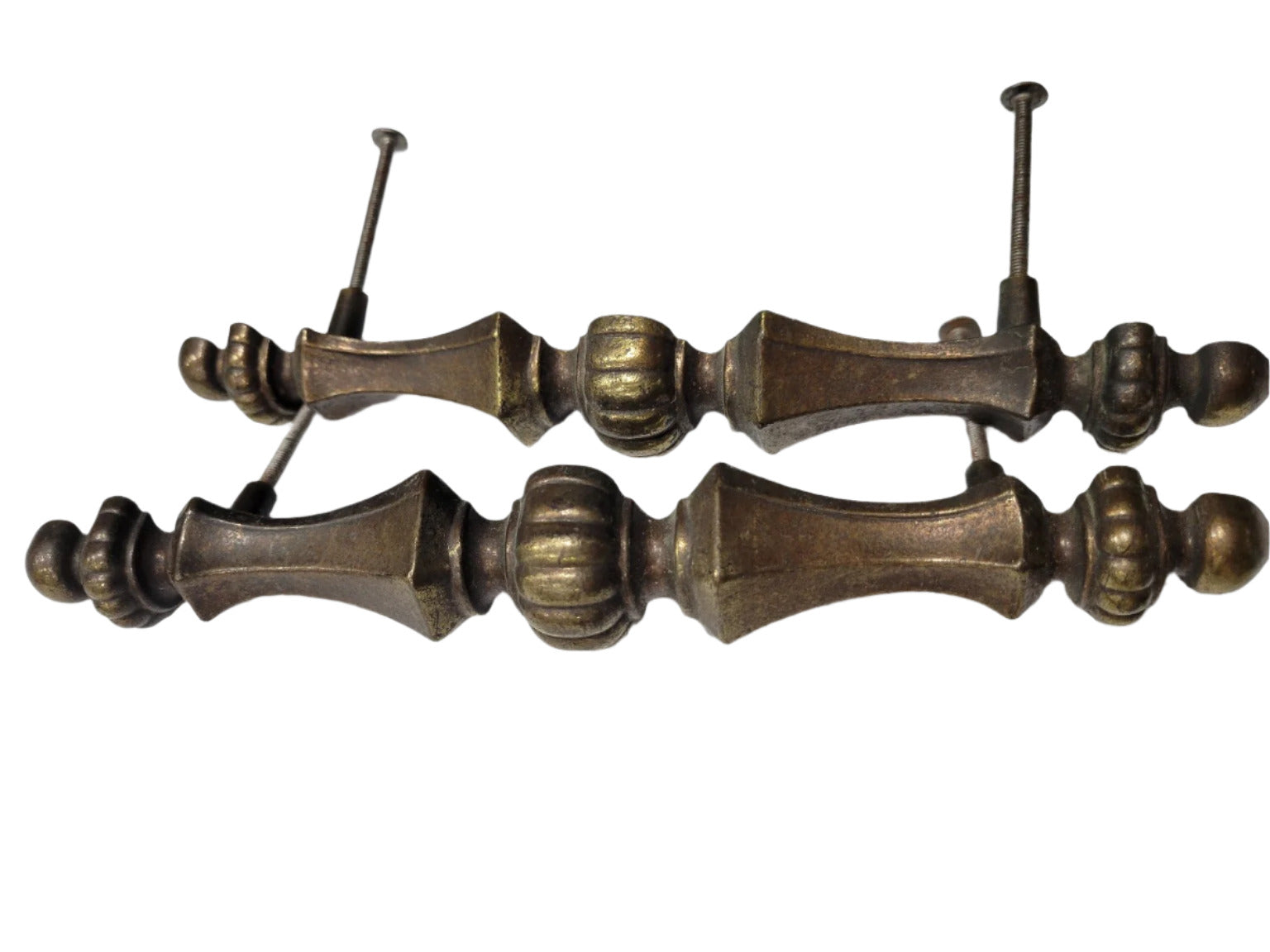 Set of 2 Ornate Baroque Revival Brass Drawer Pulls – Large Size