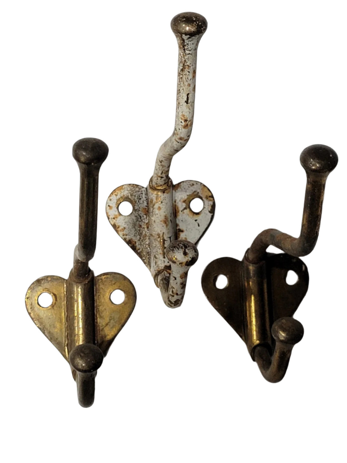 Set of 3 Brass Double Coat Hooks – Vintage Wall Hardware