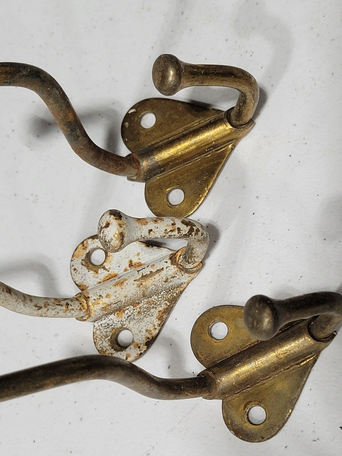 Set of 3 Brass Double Coat Hooks – Vintage Wall Hardware