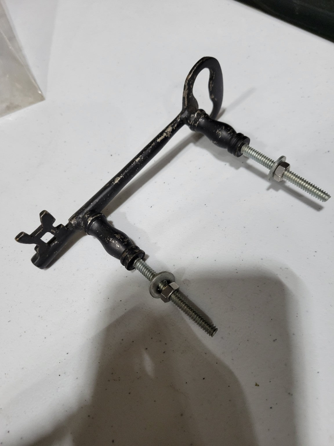 Vintage Cast Iron Skeleton Key Drawer Pull – Black Finish