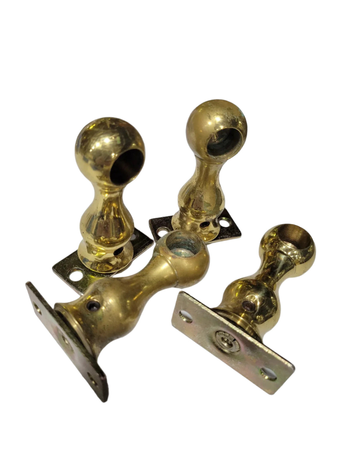 Set of 4 Brass Closet Rod Brackets – ⅝" Diameter Opening, 3" Base