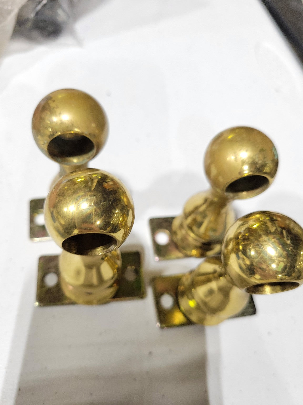 Set of 4 Brass Closet Rod Brackets – ⅝" Diameter Opening, 3" Base