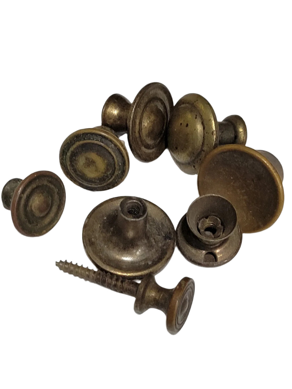 Set of 8 Aged Brass Drawer Knobs – Mixed Styles