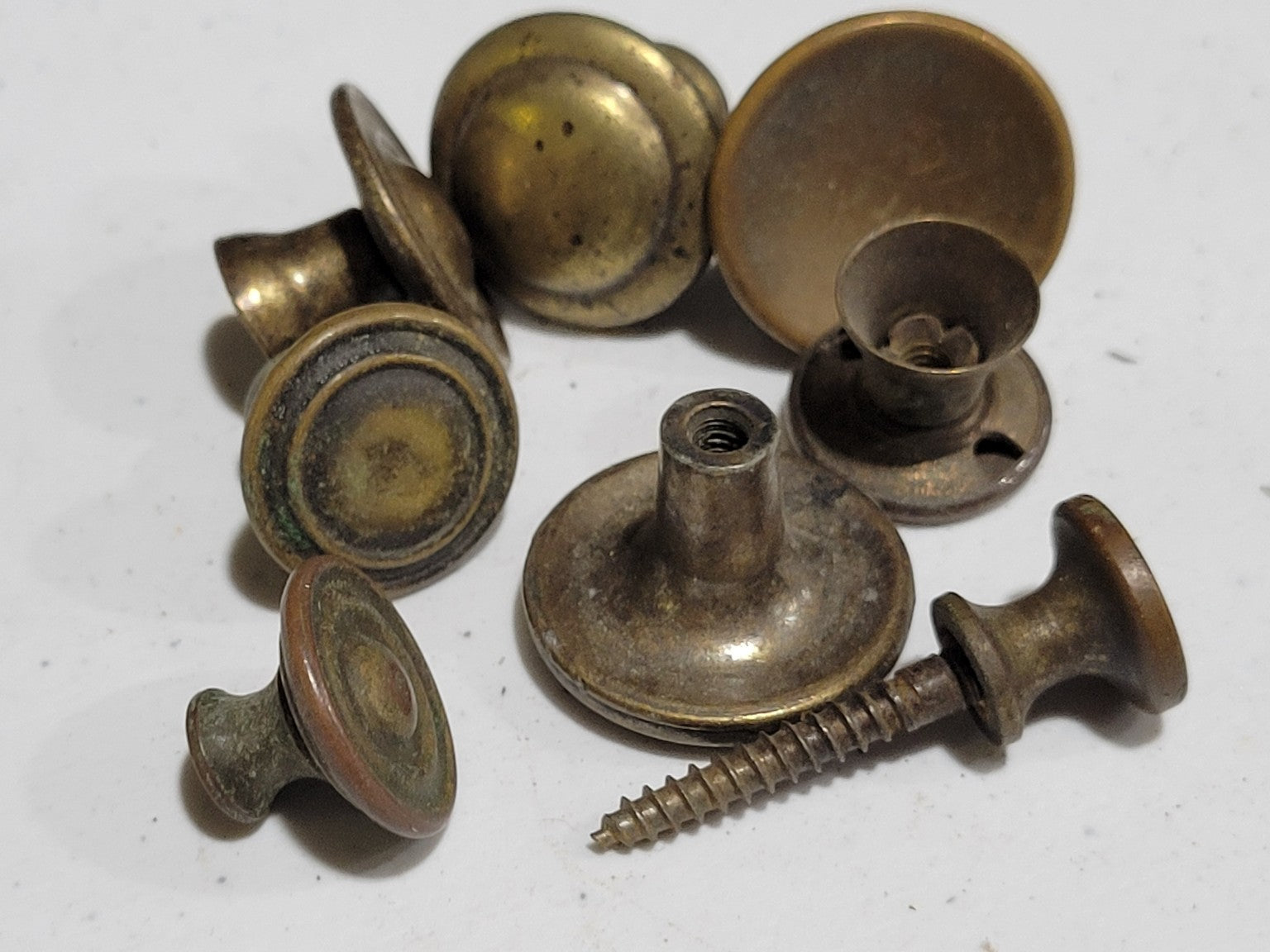Set of 8 Aged Brass Drawer Knobs – Mixed Styles
