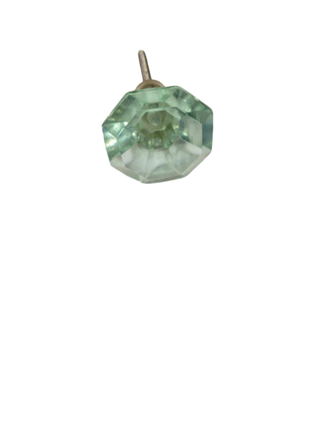 Faceted Glass Drawer Pull – Mint Green Octagonal Style