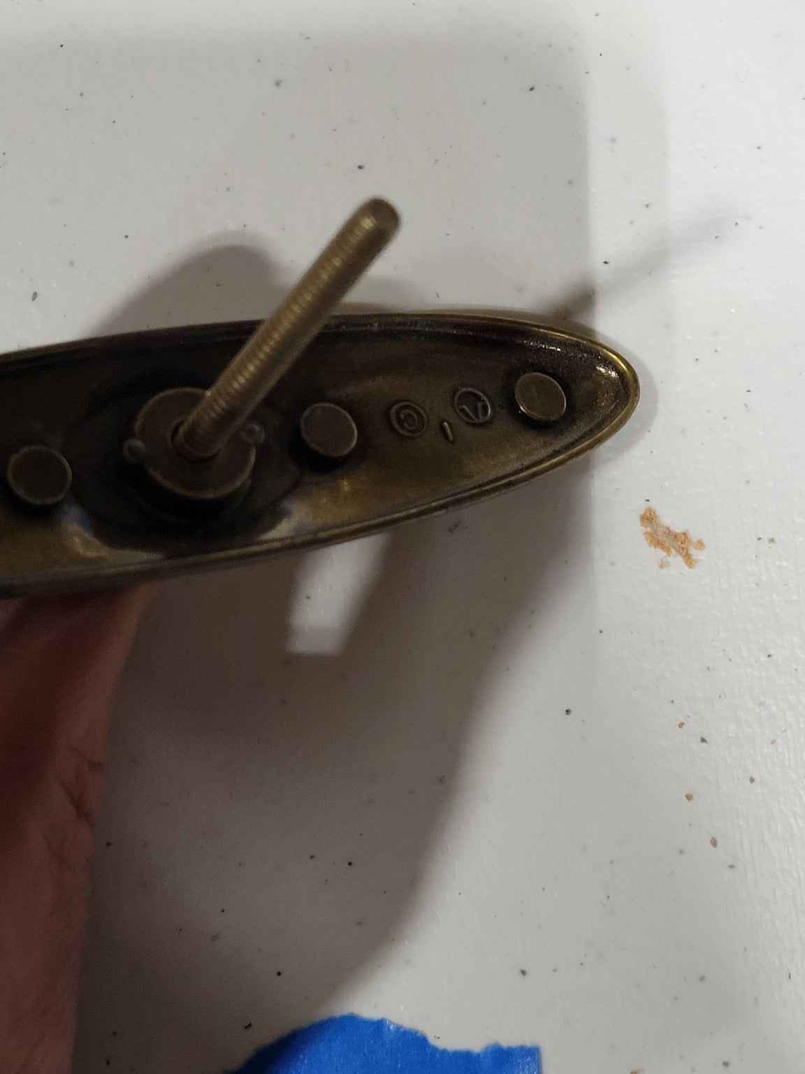 Brass Drop Pull with Black Ceramic Handle – 4 1/4" Backplate