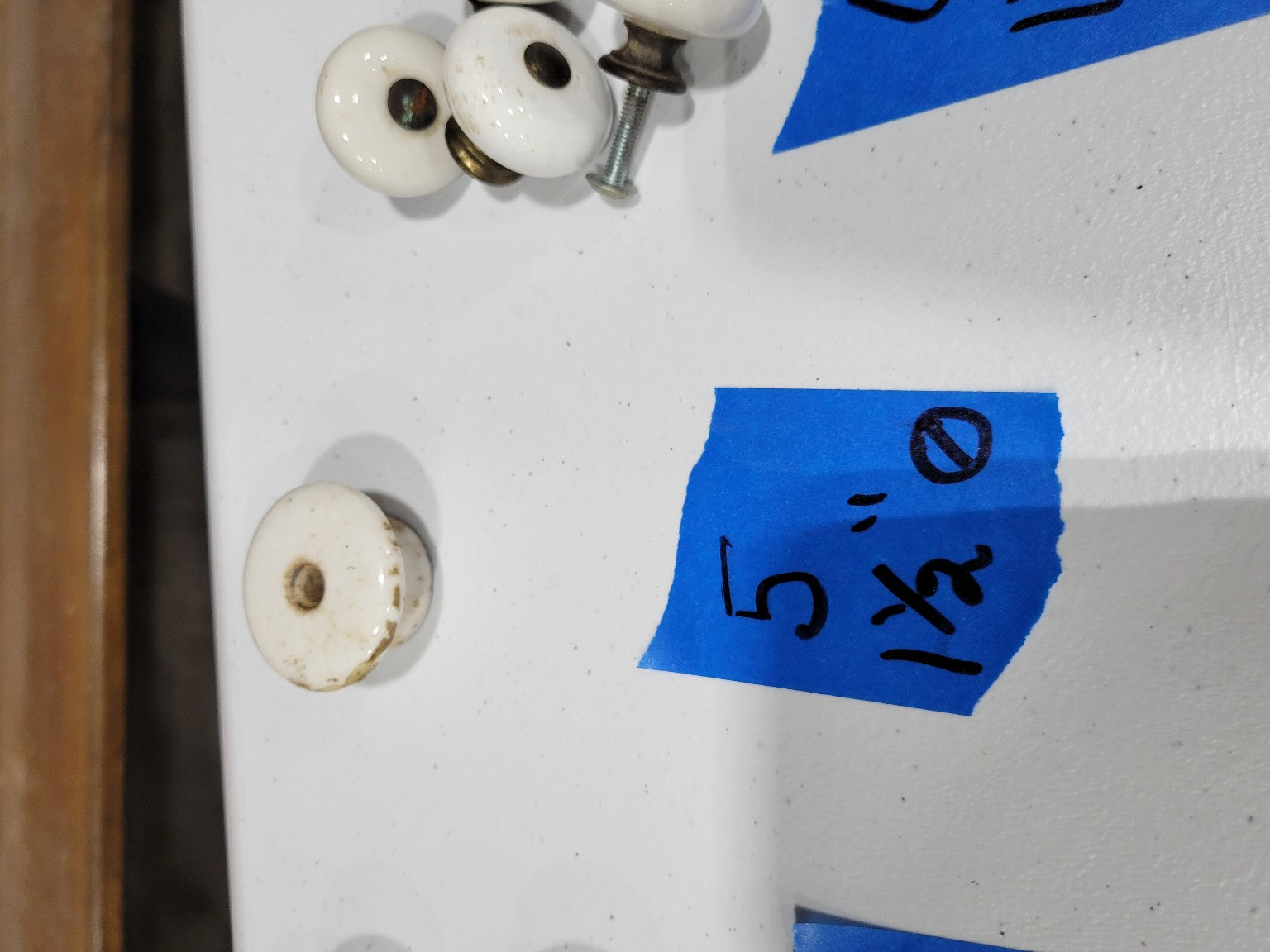 Single Aged White Porcelain Cabinet Knob – 1 ½" Diameter